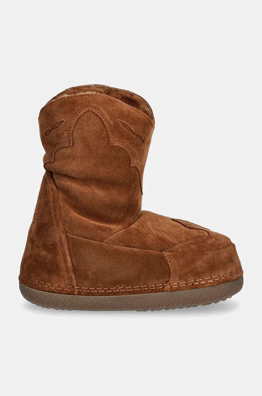 Замшеві чоботи Inuikii Cowboy Embroidery колір коричневий 75101-067