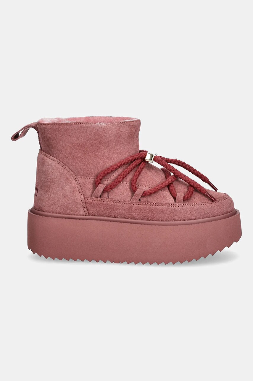 Замшеві чоботи Inuikii Classic Low Platform колір рожевий 75204-004