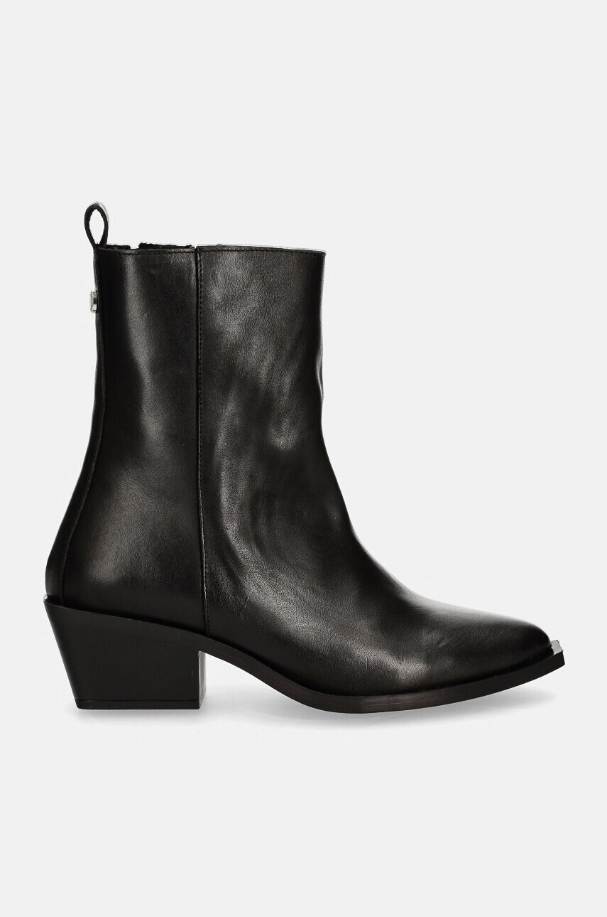 Шкіряні черевики Steve Madden Xylena жіночі колір чорний каблук блок SM11003317