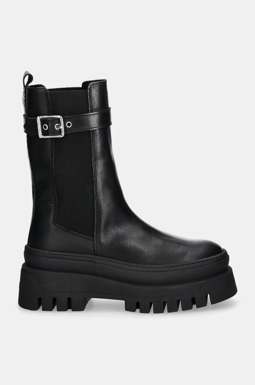 Шкіряні черевики Steve Madden Crusher жіночі колір чорний на платформі SM11003328