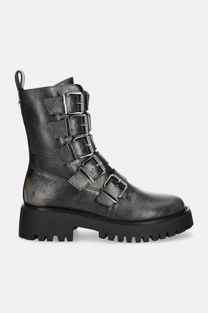 Шкіряні черевики Steve Madden Director жіночі колір сірий на плоскому ходу SM11003347