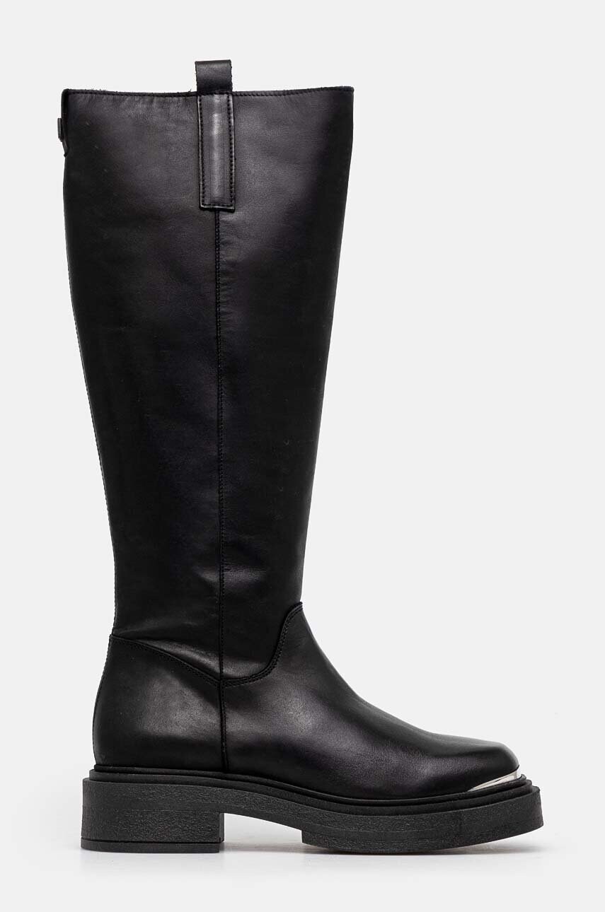 Шкіряні чоботи Steve Madden Constance жіночі колір чорний на плоскому ходу SM11003238