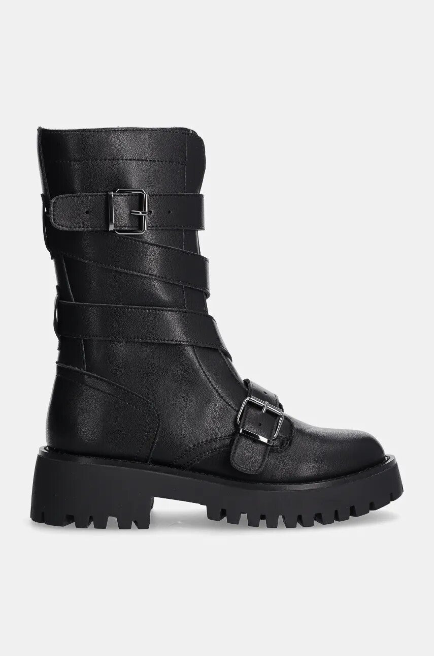 Шкіряні черевики Steve Madden Devlin жіночі колір чорний на платформі SM11003349