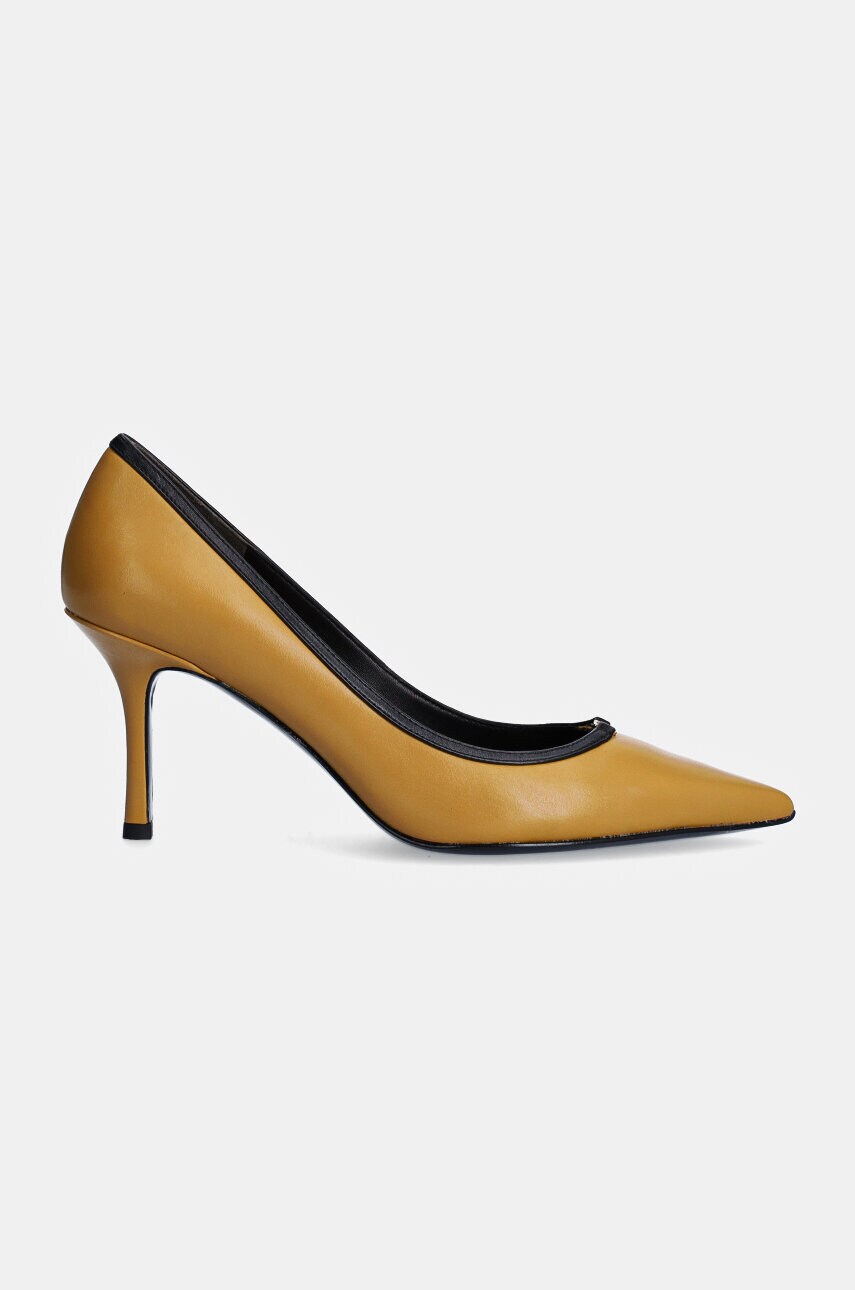 Шкіряні туфлі Tory Burch Double T Buckle Pump колір коричневий 155737-200