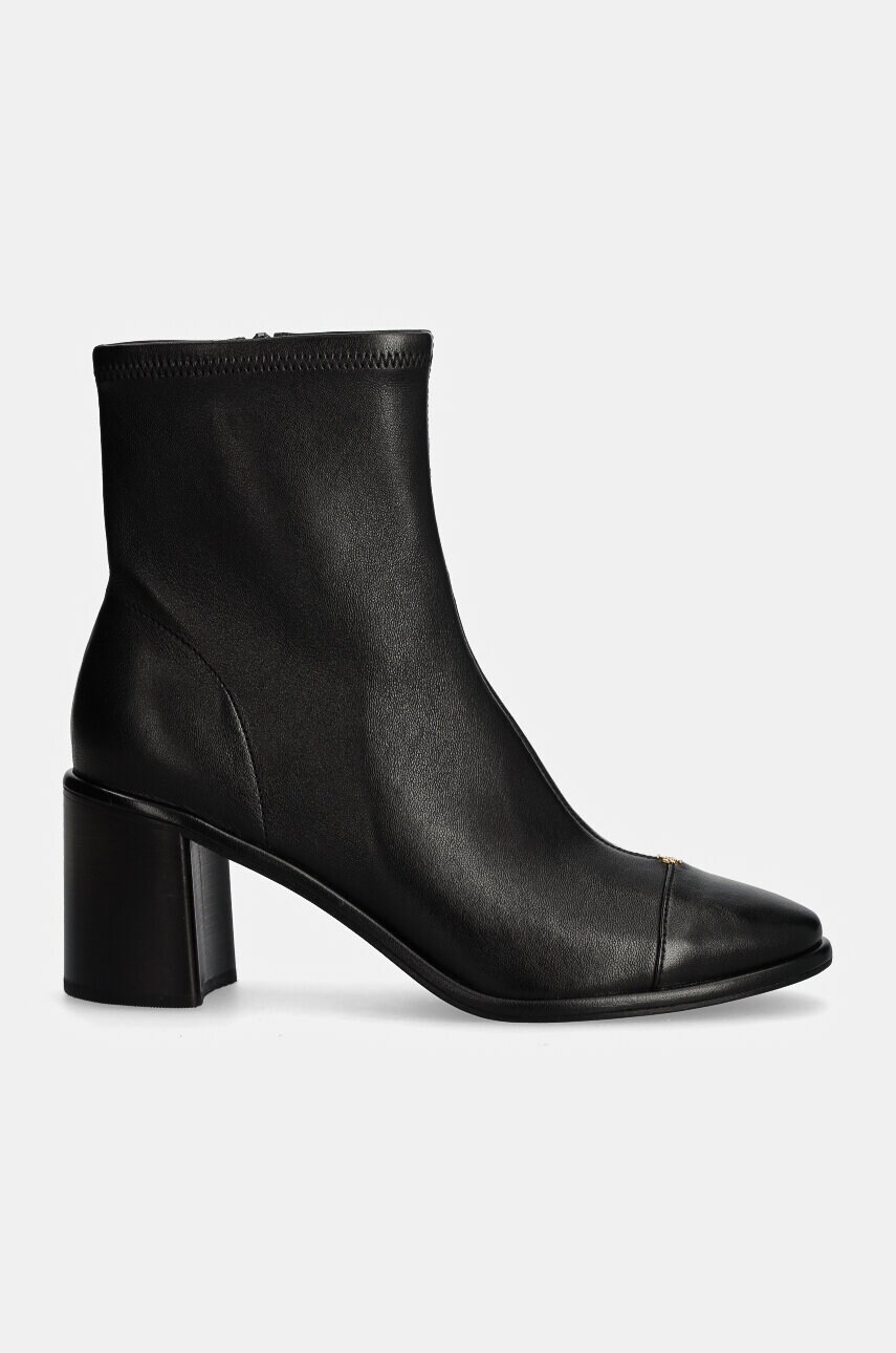 Шкіряні черевики Tory Burch Cap-Toe Heel Ankle Boot жіночі колір чорний каблук блок 159425-006