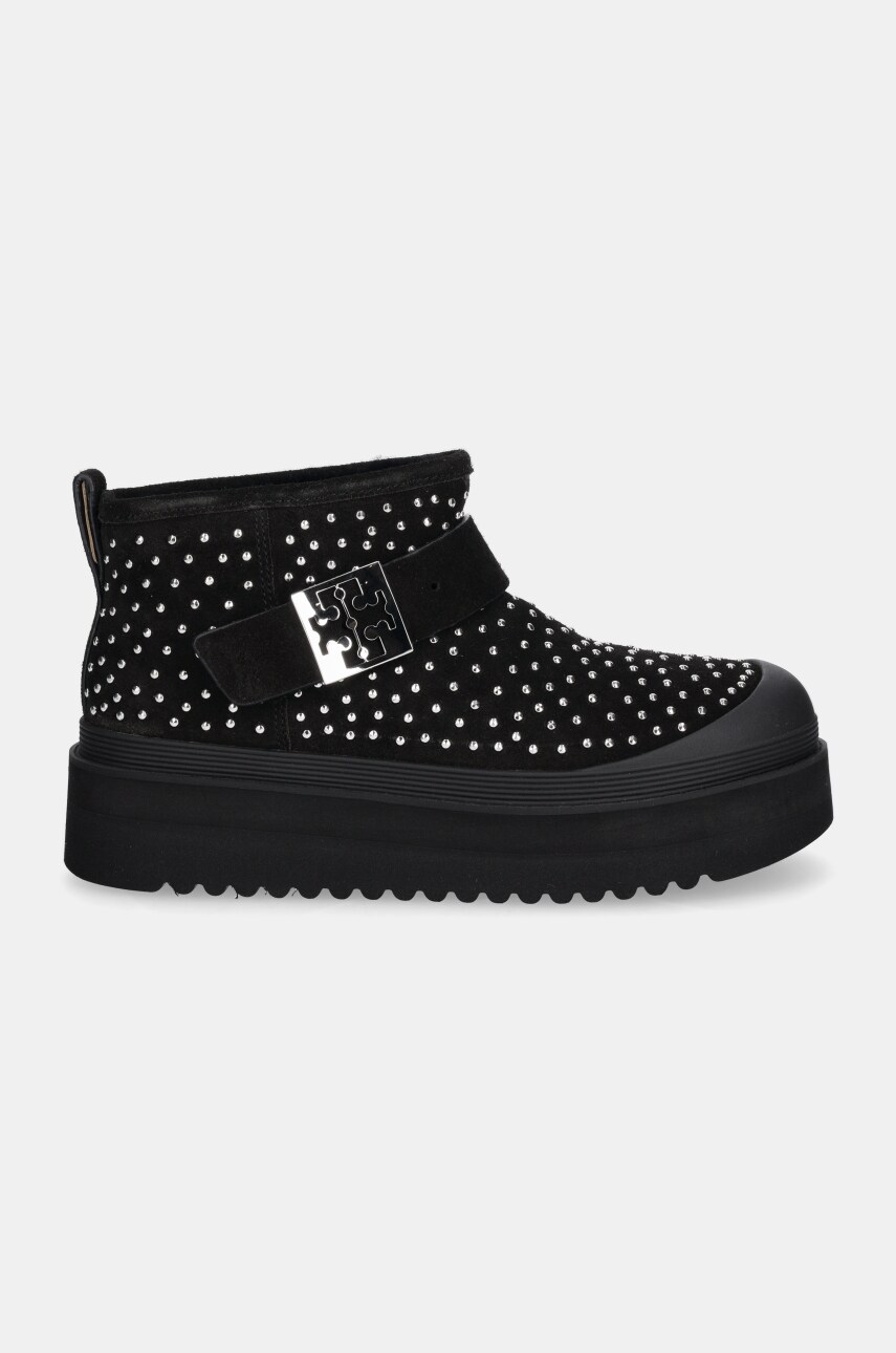 Замшеві чоботи Tory Burch Mellow Shearling Stud Platform Boot колір чорний 165420-006