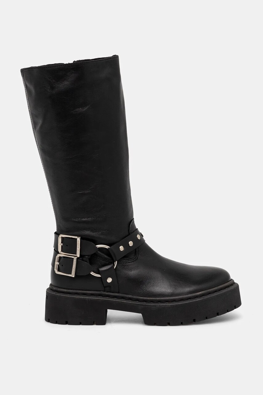 Шкіряні чоботи Steve Madden Gayet жіночі колір чорний на платформі SM11003411