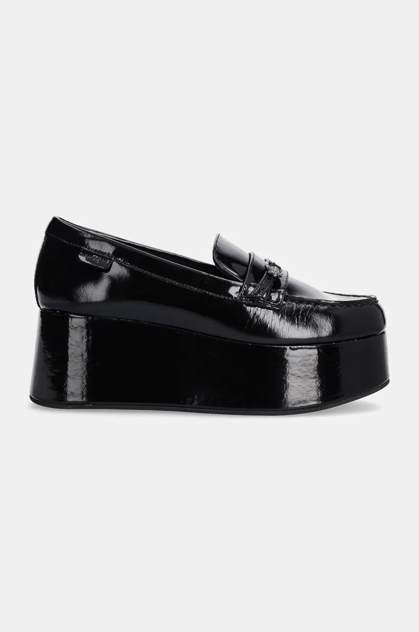 Шкіряні мокасини Kurt Geiger London Mayfair Flatform Loafer жіночі колір чорний на платформі 3518100309