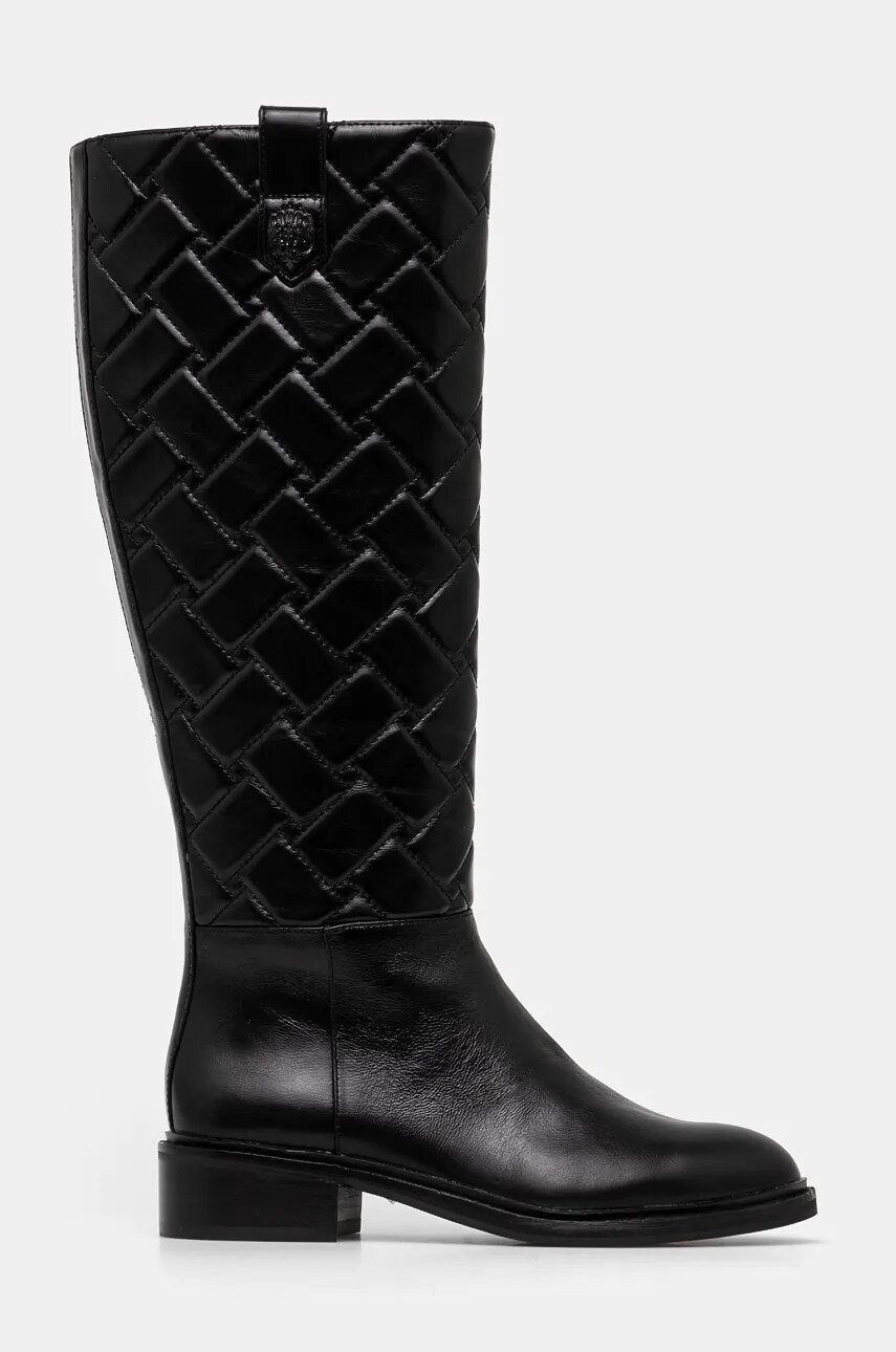 Шкіряні чоботи Kurt Geiger London Kensington Quilt High Leg жіночі колір чорний на плоскому ходу злегка утеплена 3453800109