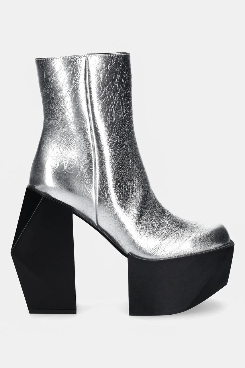 Шкіряні черевики United Nude Stage Boot жіночі колір срібний каблук блок 1075314116