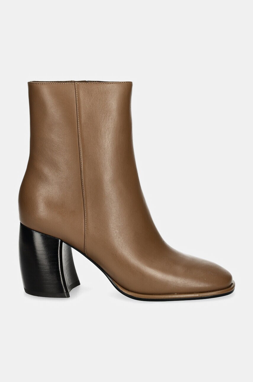 Шкіряні черевики MICHAEL Michael Kors Maude жіночі колір бежевий каблук блок 40F4MDME5L.229
