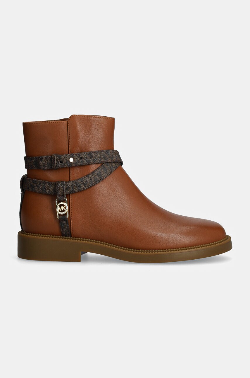 Шкіряні черевики MICHAEL Michael Kors Abigail жіночі колір коричневий на плоскому ходу 40F4ABME7L.227