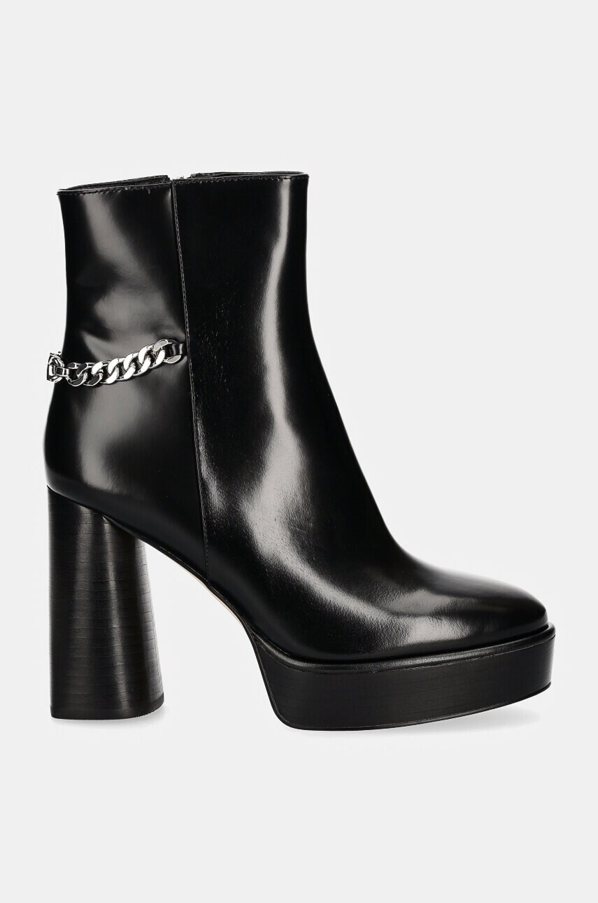 Шкіряні черевики MICHAEL Michael Kors Carlisle жіночі колір чорний каблук блок 40F4CLME1L.001
