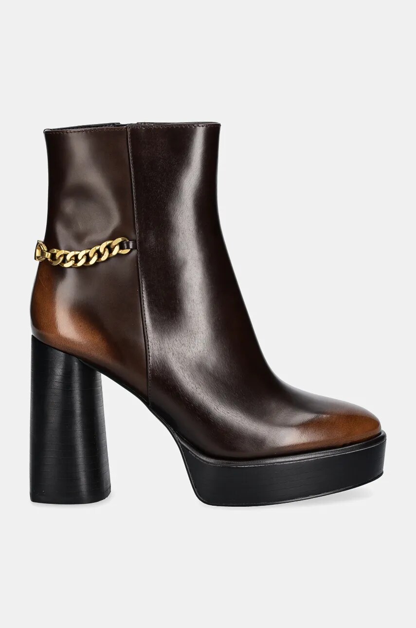 Шкіряні черевики MICHAEL Michael Kors Carlisle жіночі колір коричневий каблук блок 40F4CLME2L.230