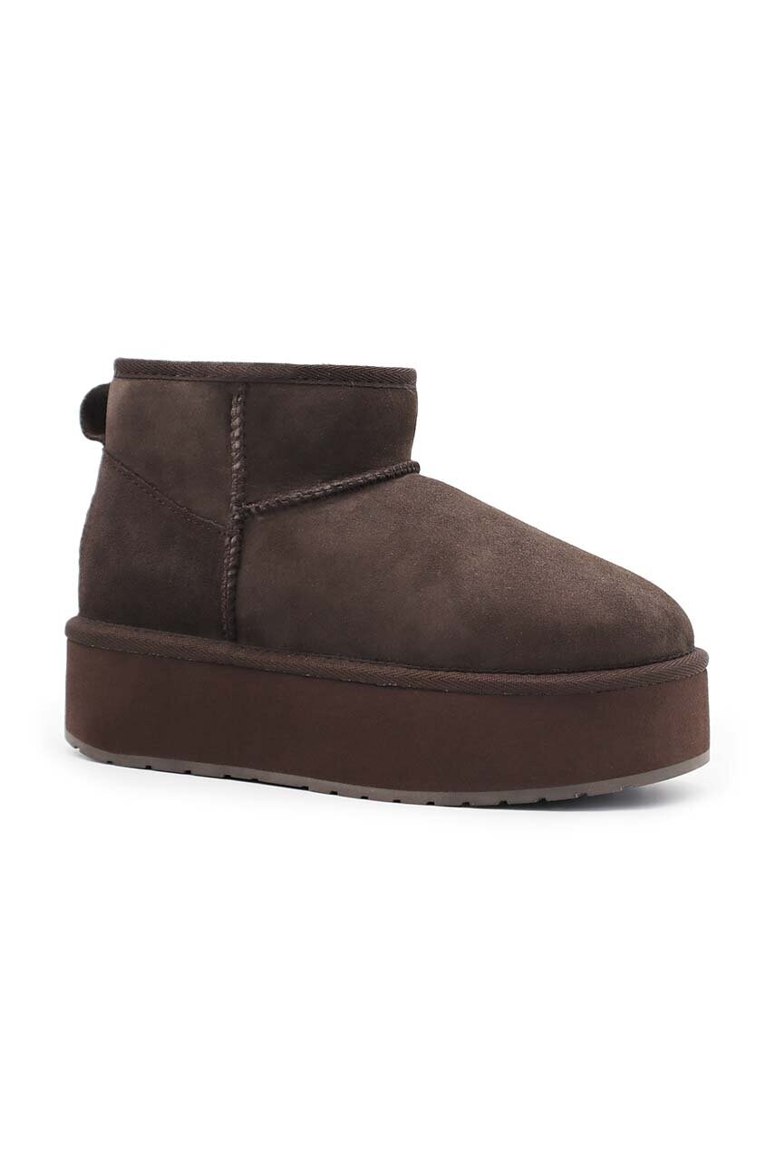 Замшеві чоботи Emu Australia Stinger Micro Flatform колір коричневий W13082.CHOC