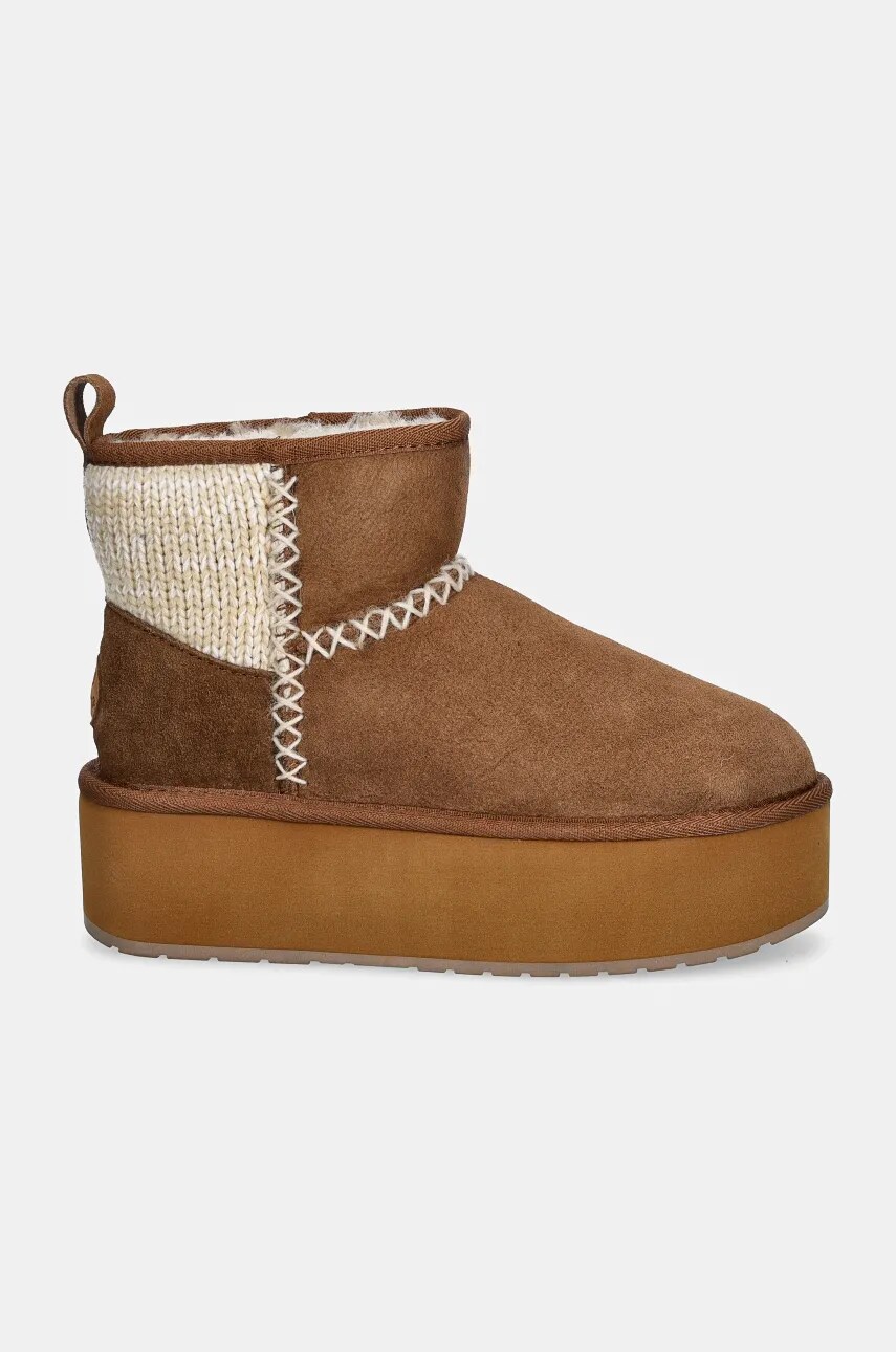 Замшеві чоботи Emu Australia Stinger Knit Flatform колір коричневий W13143.CHES