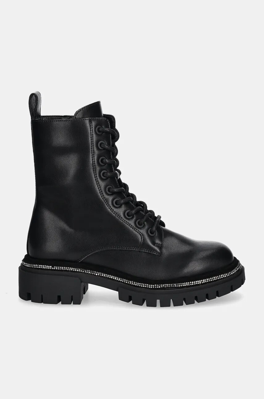 Шкіряні черевики Steve Madden Opt-In жіночі колір чорний на платформі SM11003484