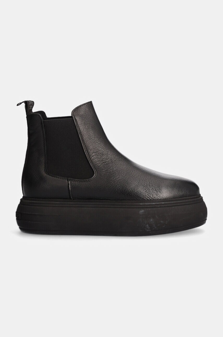 Шкіряні черевики Steve Madden Hazel жіночі колір чорний на платформі злегка утеплена SM11003088