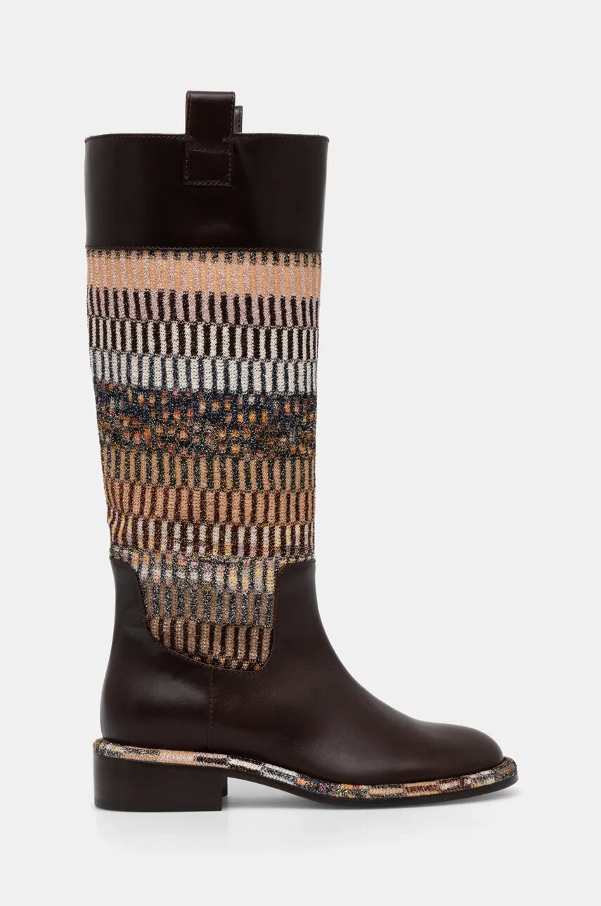 Чоботи Missoni Clo жіночі колір коричневий каблук блок MW67_044