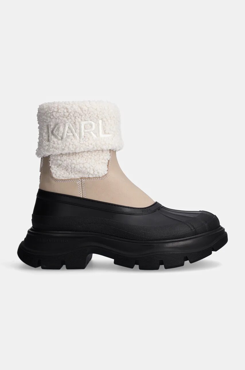 Чоботи Karl Lagerfeld LUNA SNOW жіночі колір бежевий на платформі злегка утеплена KL42965