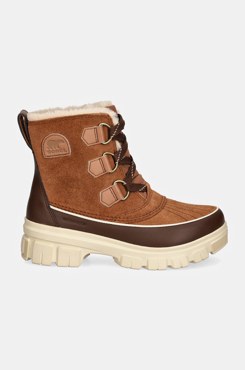 Шкіряні чоботи Sorel TORINO V WP OUTDRY жіночі колір коричневий 2106701242