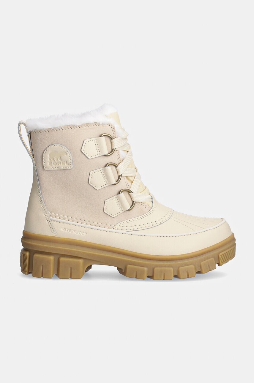 Шкіряні черевики Sorel TORINO V WP OUTDRY жіночі колір бежевий на платформі злегка утеплена 2106701292
