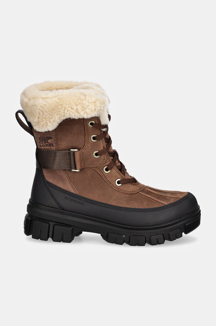 Шкіряні чоботи Sorel TORINO V PARC WP OUTDRY колір коричневий 2106721256