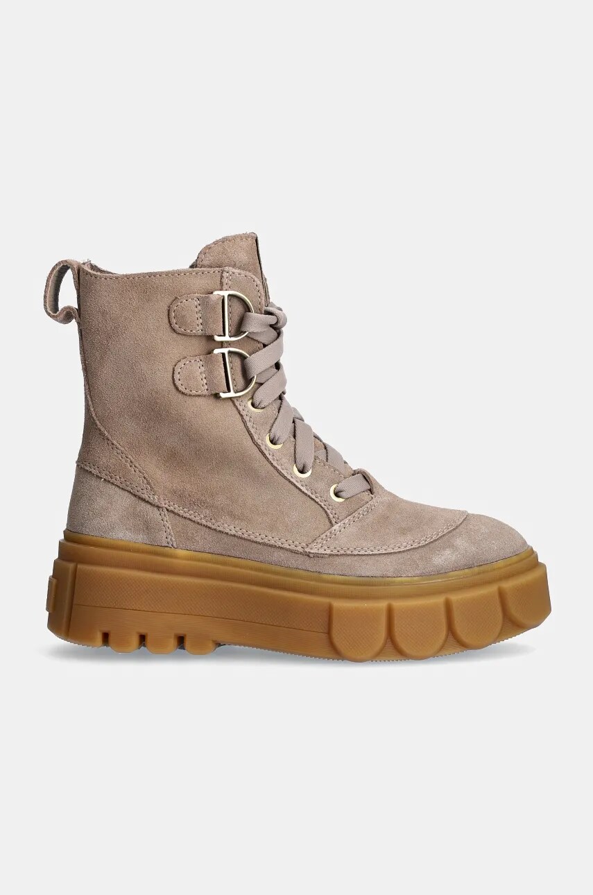 Замшеві черевики Sorel CARIBOU X BOOT LACE WP жіночі колір бежевий на платформі 2048431265