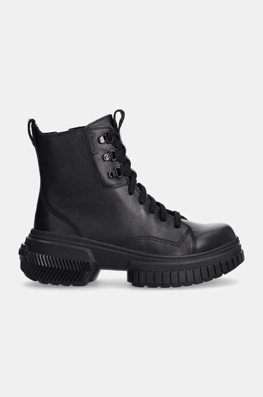 Шкіряні черевики Sorel ONA AVE BOOT LACE WP жіночі колір чорний на плоскому ходу 2102151010