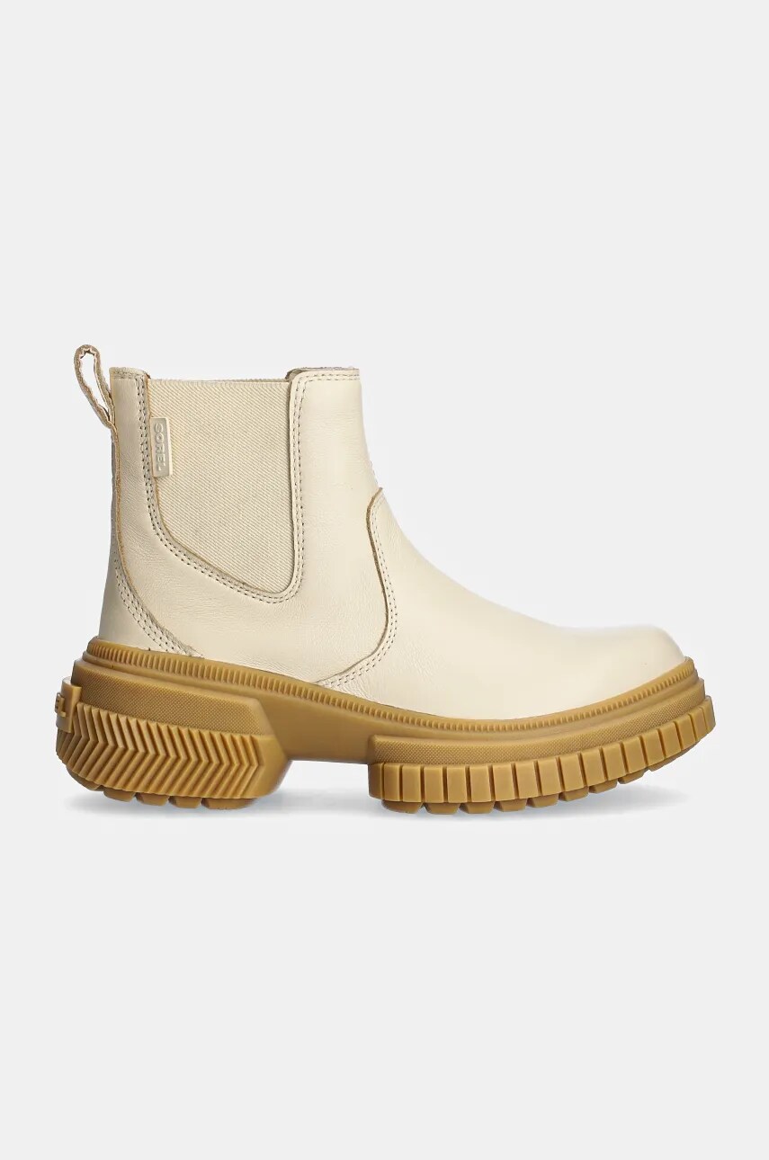 Шкіряні черевики Sorel ONA AVE CHELSEA BOOT WP жіночі колір бежевий на плоскому ходу 2102161292