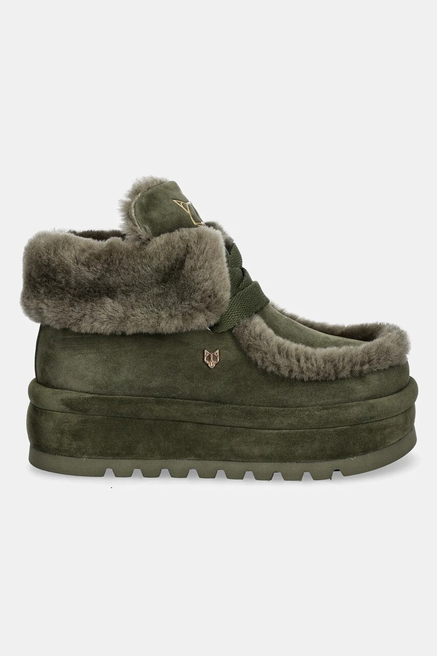 Замшеві чоботи Naked Wolfe Bambi колір зелений Bambi Suede Shearling Dark Olive