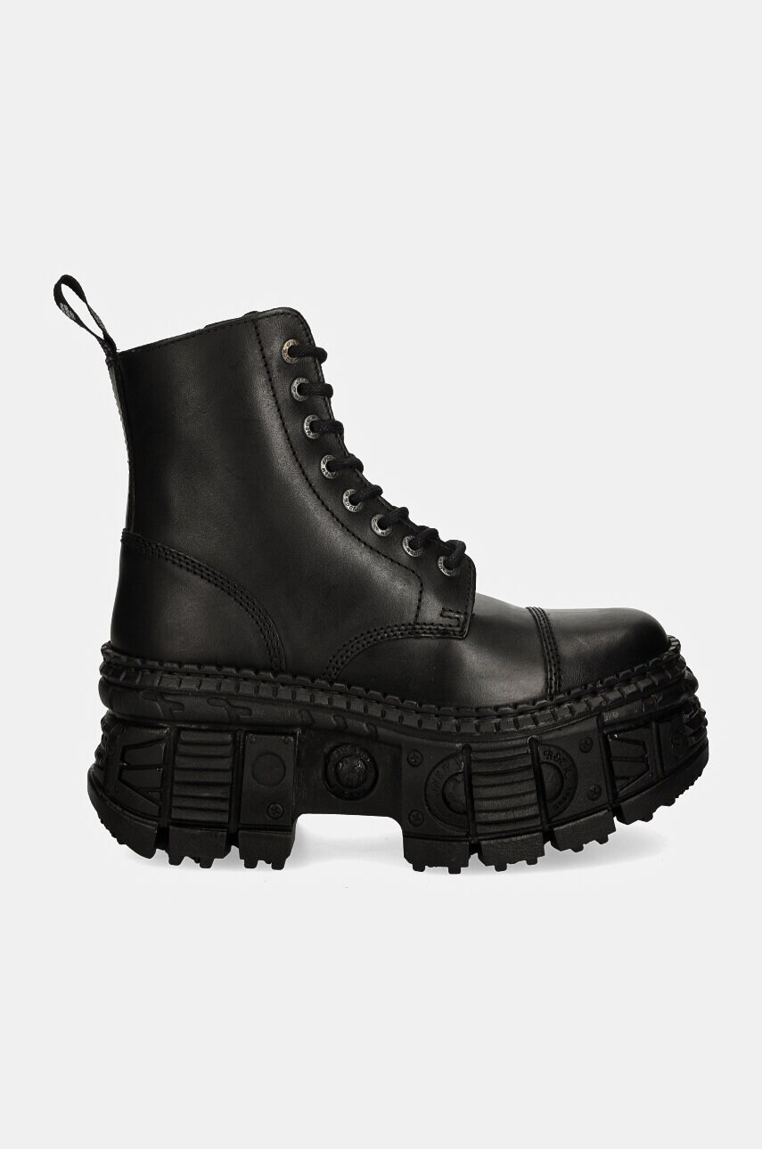 Шкіряні черевики New Rock CRUST NEGRO + TANK CASCO NEGRO жіночі колір чорний на платформі M-WALL083C-S5