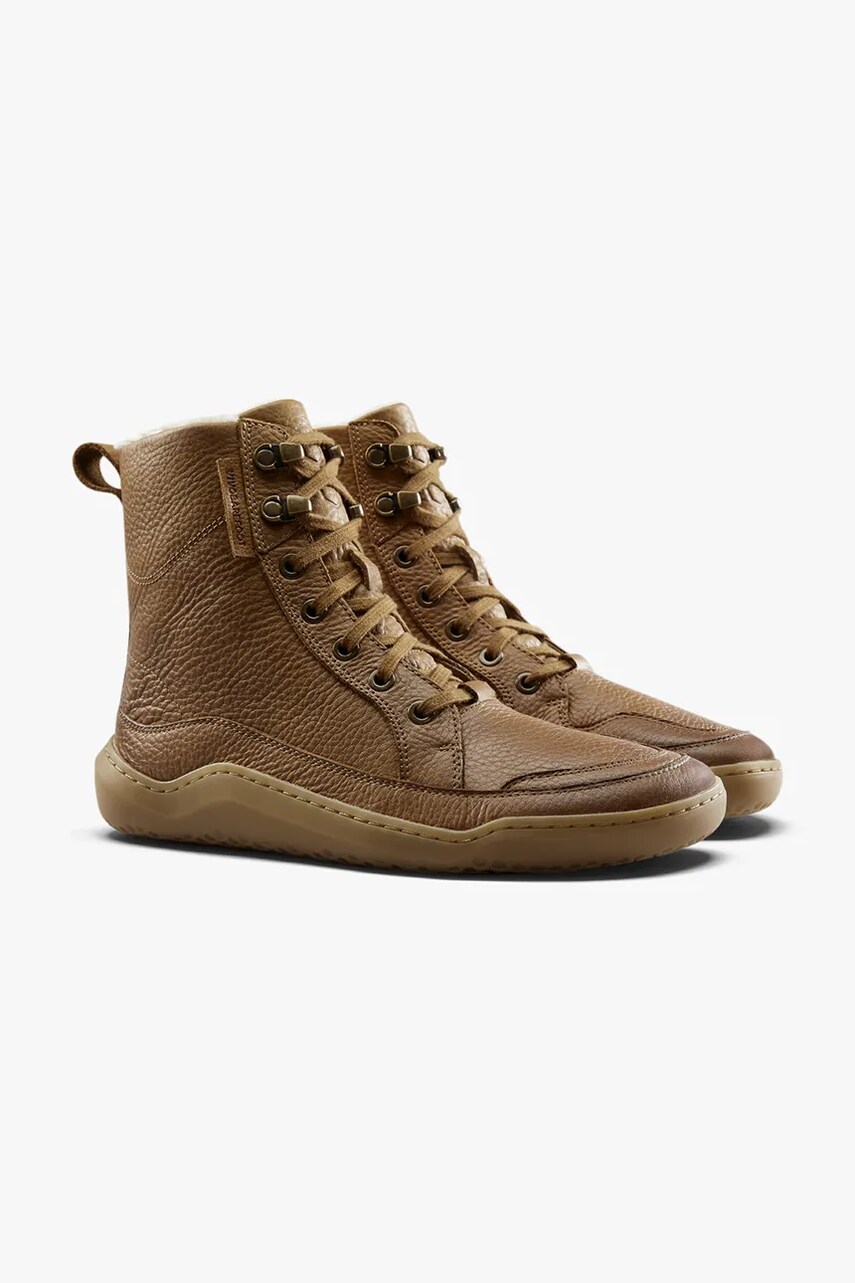 Шкіряні черевики Vivobarefoot GOBI BOOT WARMLINED жіночі колір коричневий на плоскому ходу утеплене 209439