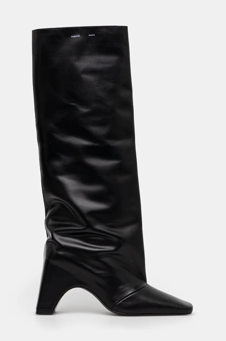 Шкіряні чоботи Coperni Bridge Boot жіночі колір чорний каблук блок COPSH03857