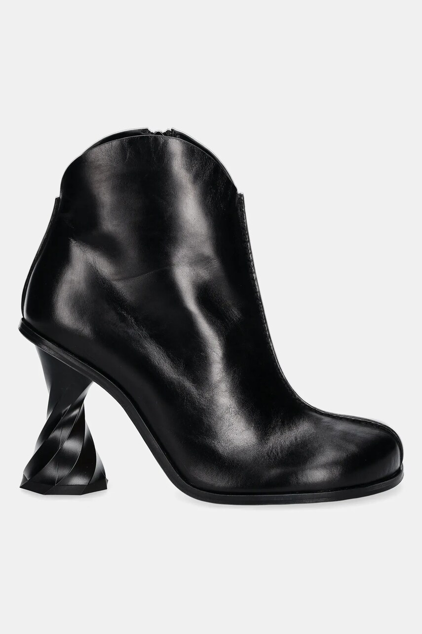 Шкіряні черевики JW Anderson Twist Heel жіночі колір чорний каблук блок ANW43211A