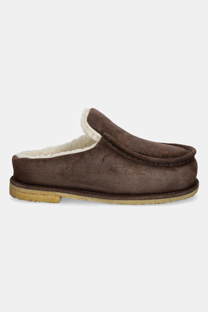 Замшеві тапочки JW Anderson Mule колір коричневий ANW43230A