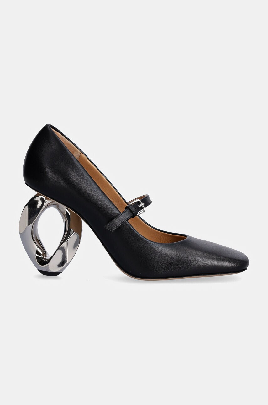 Шкіряні туфлі JW Anderson Chain Heel колір чорний каблук блок ANW43251A