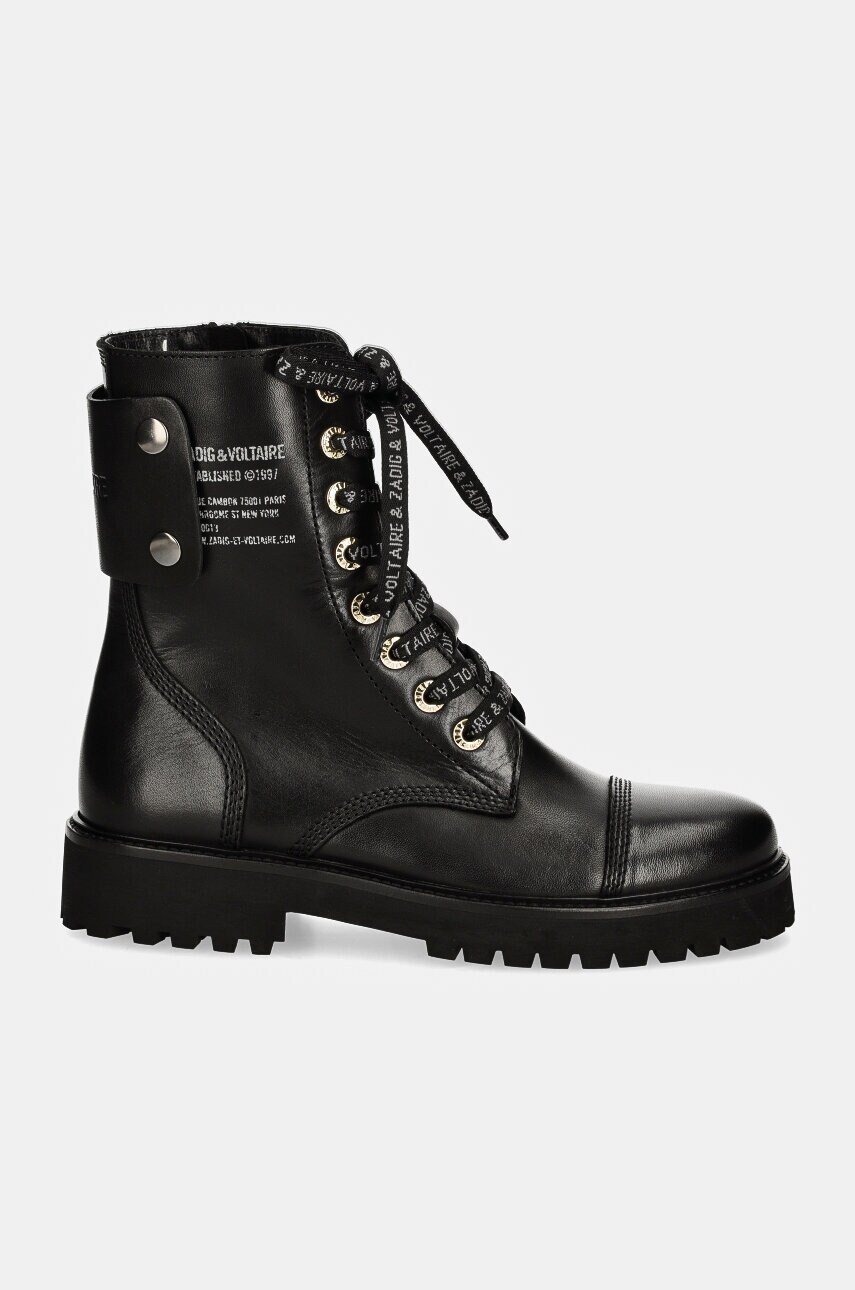 Черевики ZADIG&VOLTAIRE Joe жіночі колір чорний на плоскому ходу SWCT00004