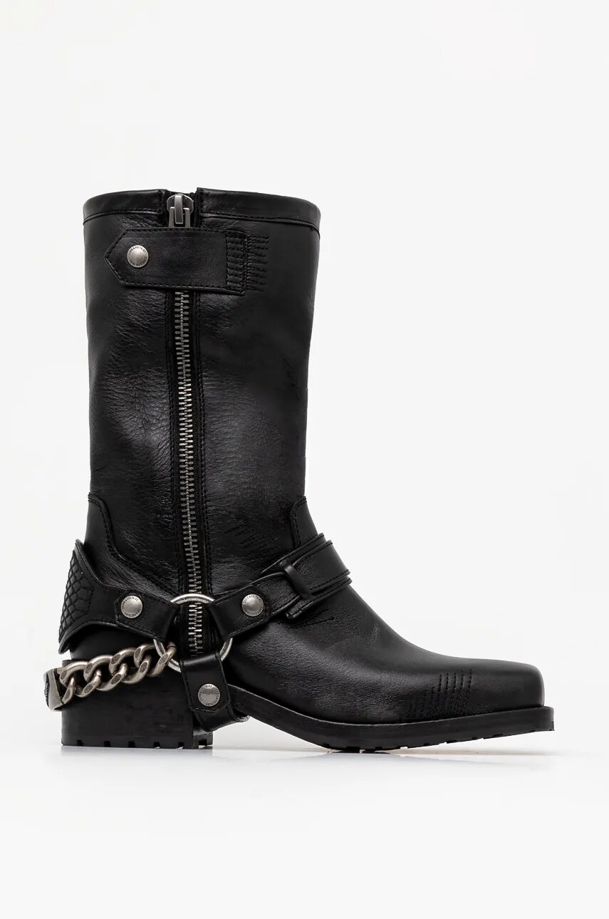 Шкіряні черевики ZADIG&VOLTAIRE Igata Boots жіночі колір чорний каблук блок SWCT00865