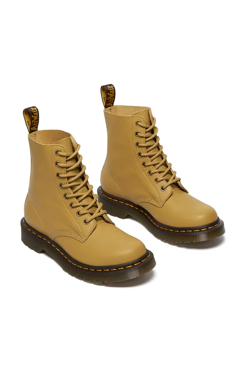 Шкіряні черевики Dr. Martens 1460 Pascal колір жовтий на плоскому ходу DM30920776