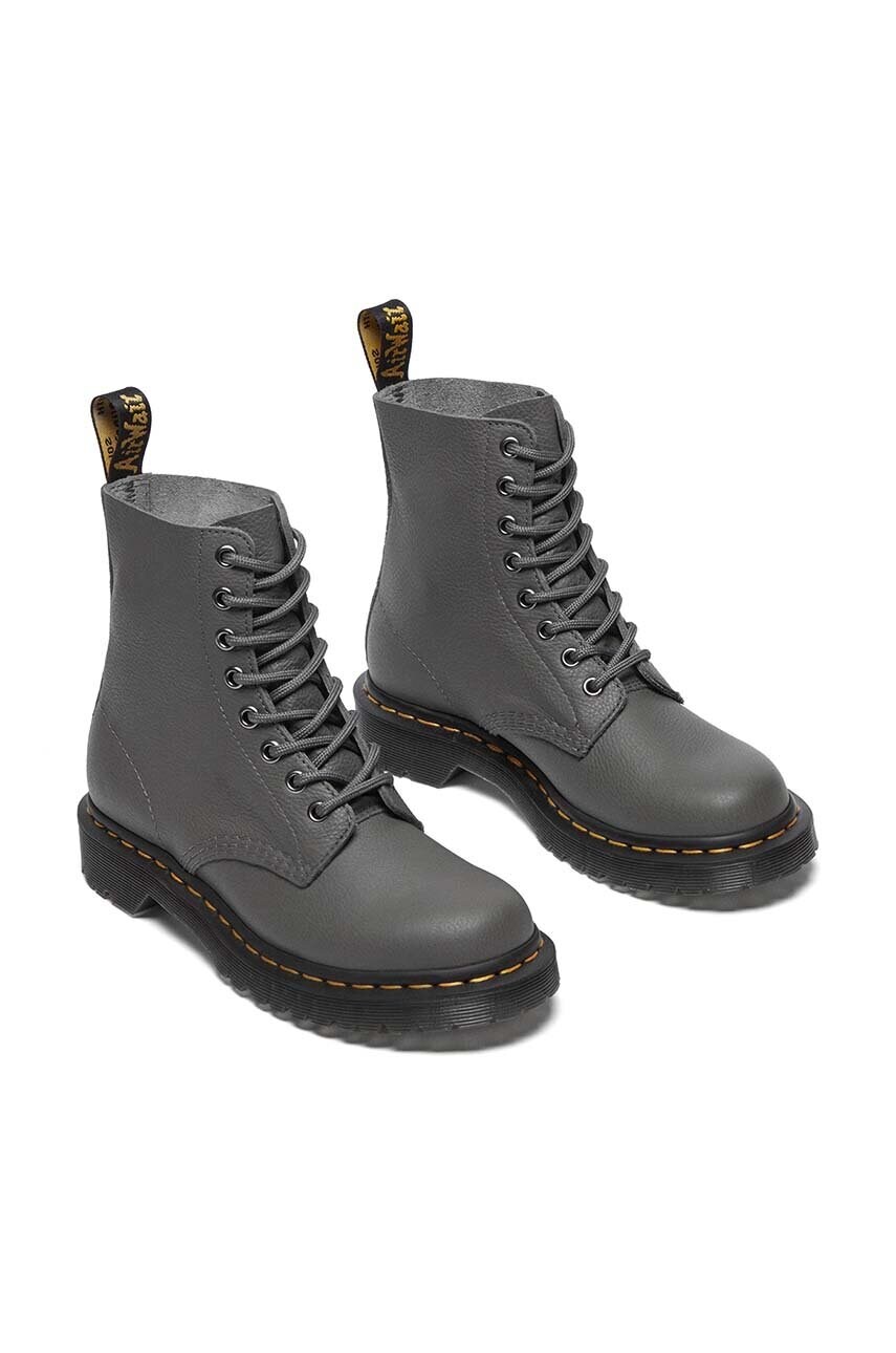 Шкіряні черевики Dr. Martens 1460 Pascal жіночі колір сірий на плоскому ходу DM31693029