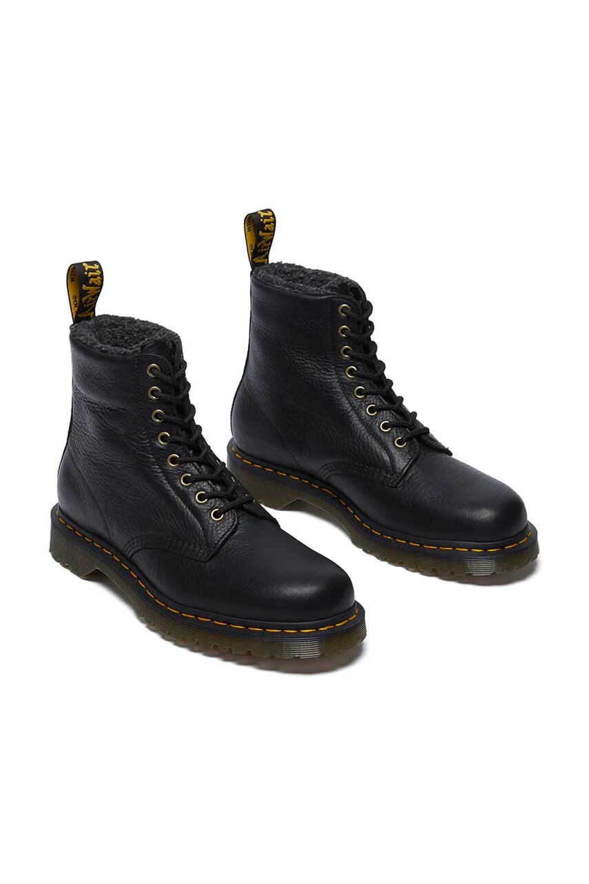 Шкіряні черевики Dr. Martens 1460 WL колір чорний на плоскому ходу утеплені DM31873001