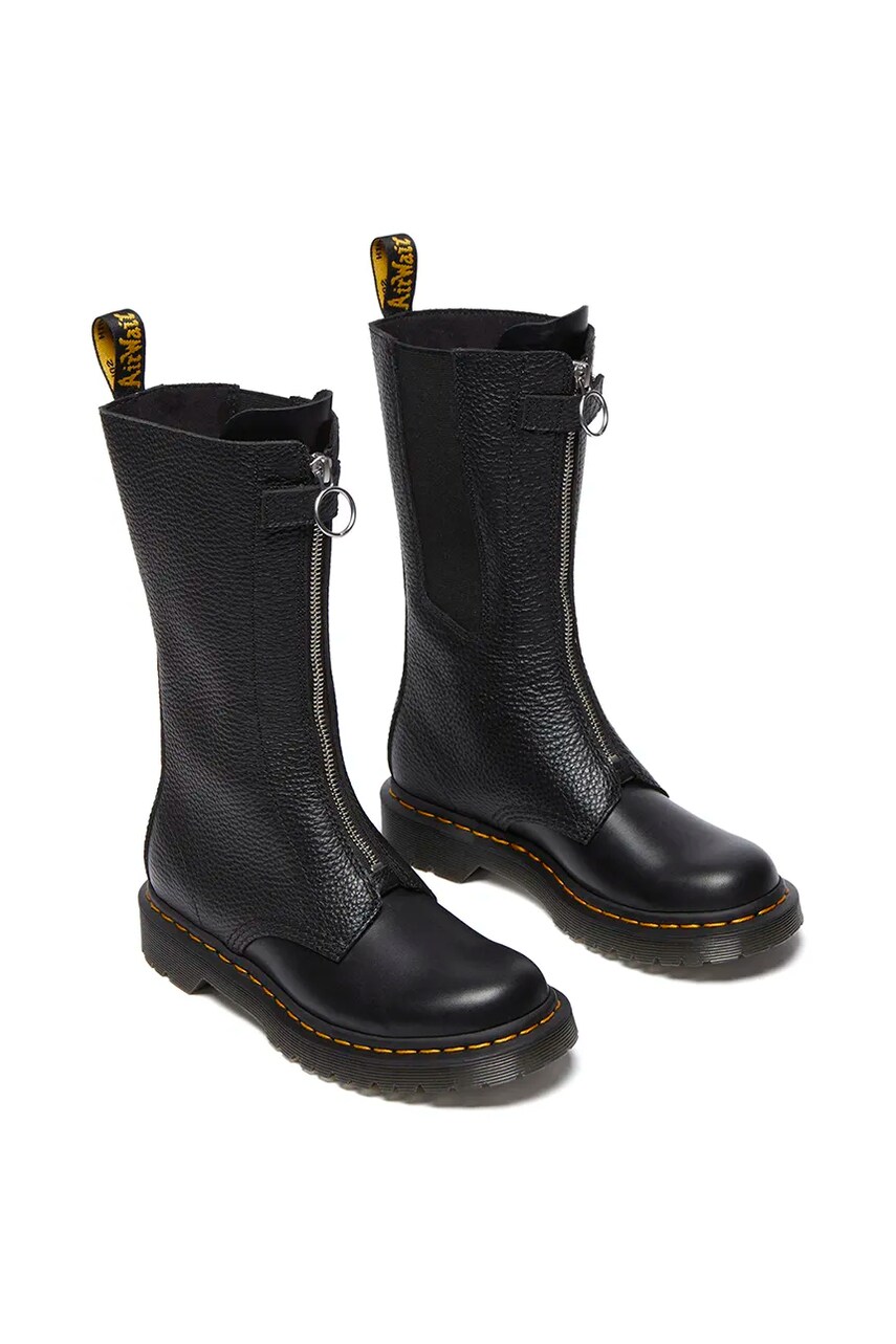 Шкіряні черевики Dr. Martens 1b99 Frnt Zip жіночі колір чорний на плоскому ходу DM32053001