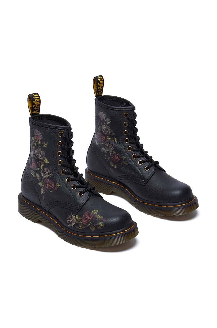 Шкіряні черевики Dr. Martens 1460 жіночі колір чорний на плоскому ходу DM32070001