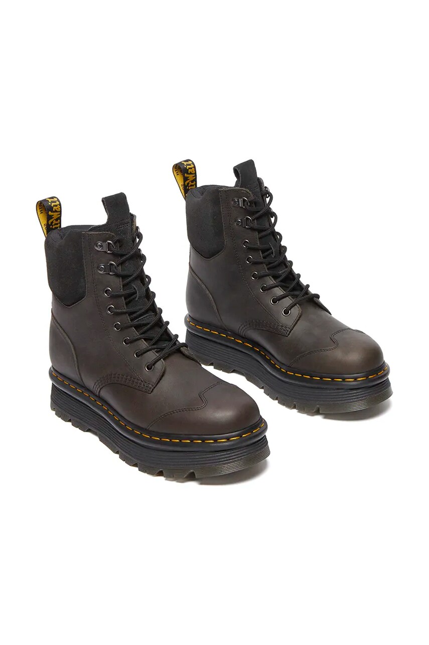 Шкіряні черевики Dr. Martens Zebzag 8 Tie колір коричневий на платформі злегка утеплені DM32116733