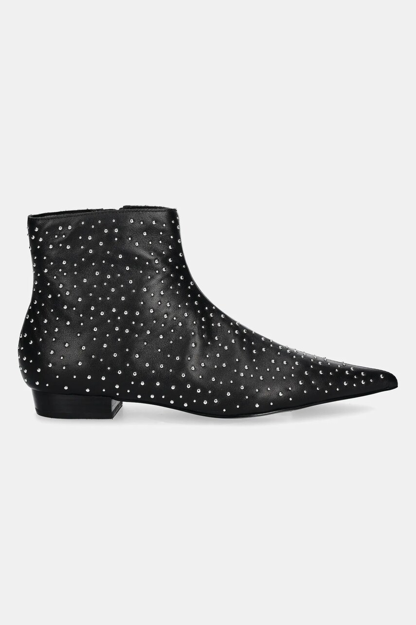 Шкіряні черевики Stand Studio Pamela Boot жіночі колір чорний на плоскому ходу 66338-7780