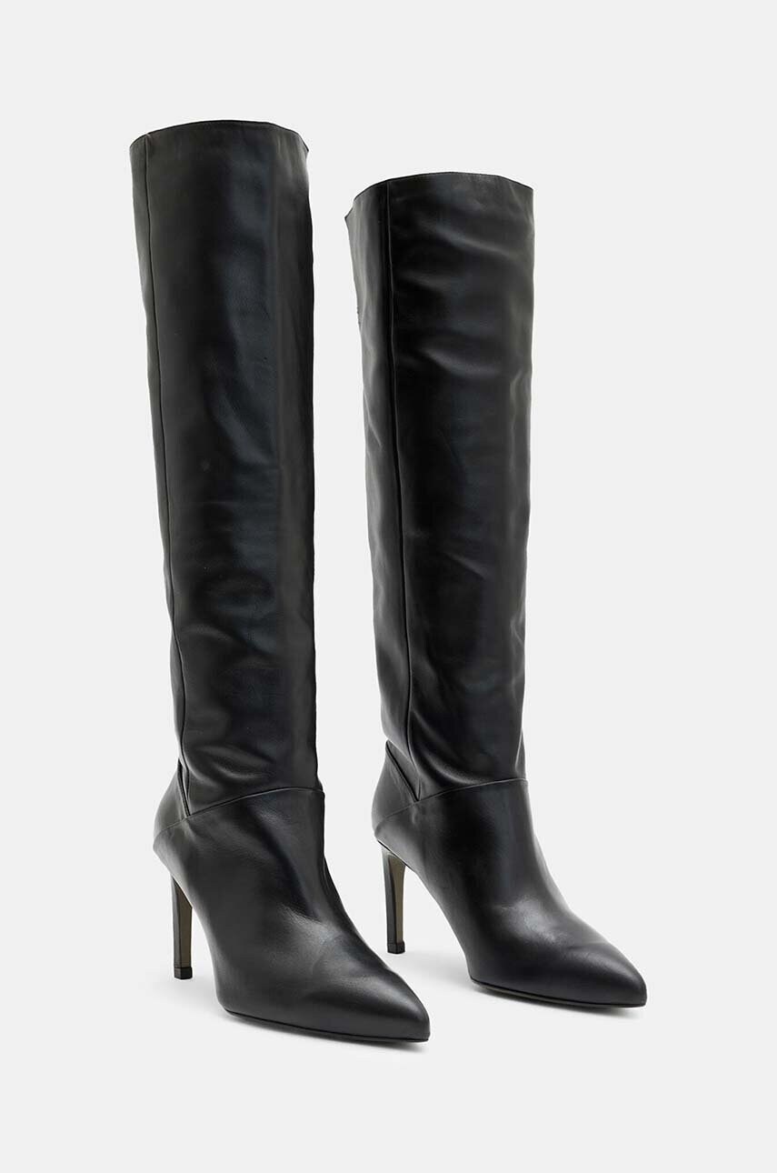 Шкіряні черевики AllSaints Odyssey Boot жіночі колір чорний на шпильці W101FB