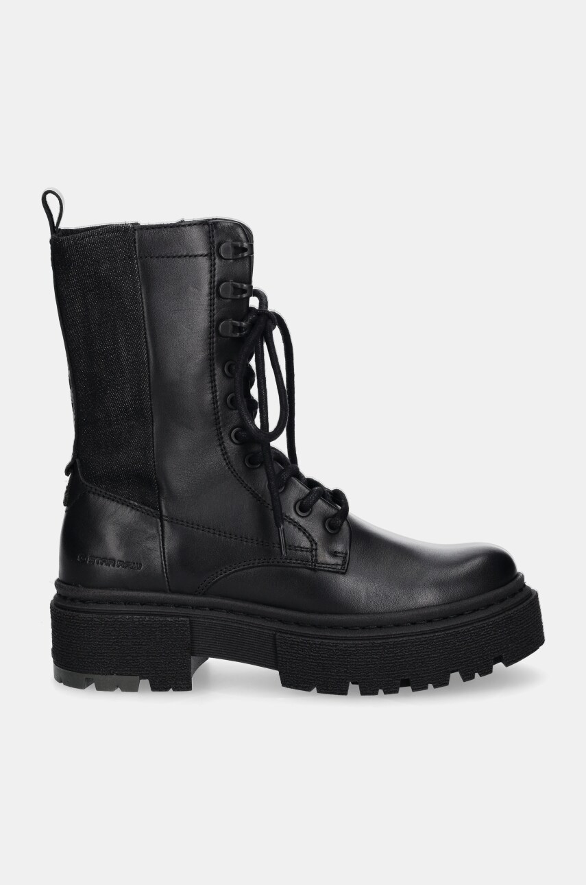 Шкіряні черевики G-Star Raw Kafey жіночі колір чорний на платформі GR552025AW