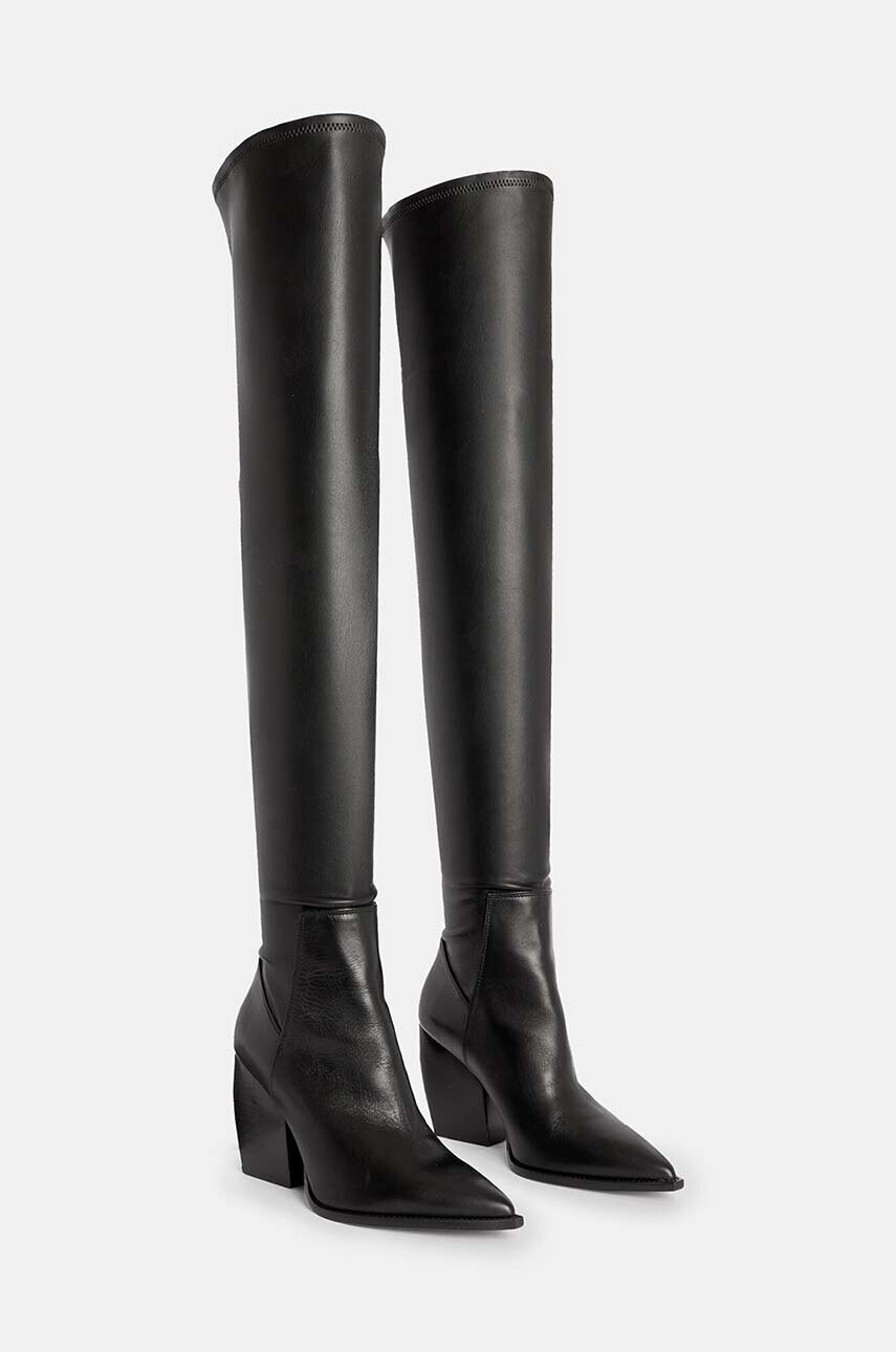 Чоботи AllSaints Lara Boot жіночі колір чорний каблук блок W099FB