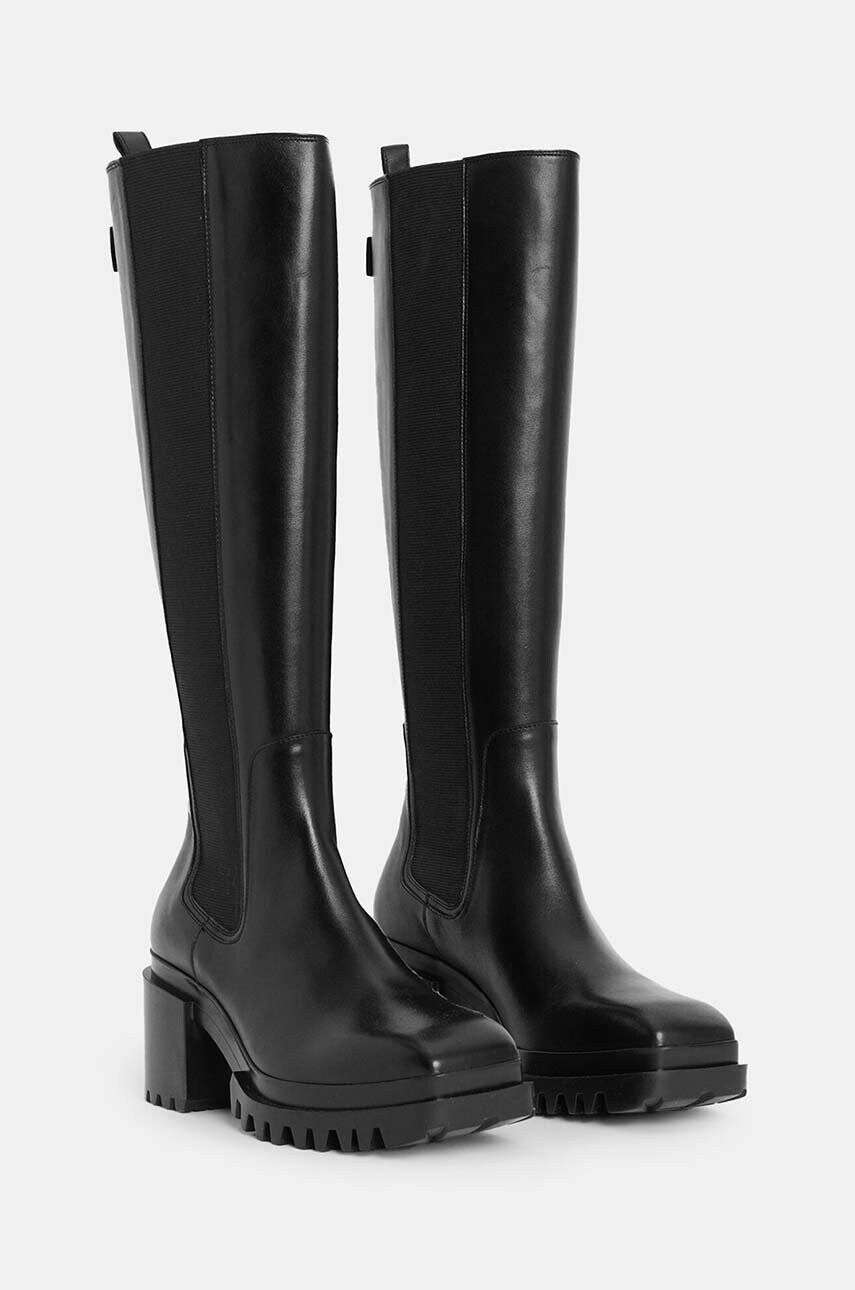 Чоботи AllSaints Natalia Boot жіночі колір чорний каблук блок W100FB